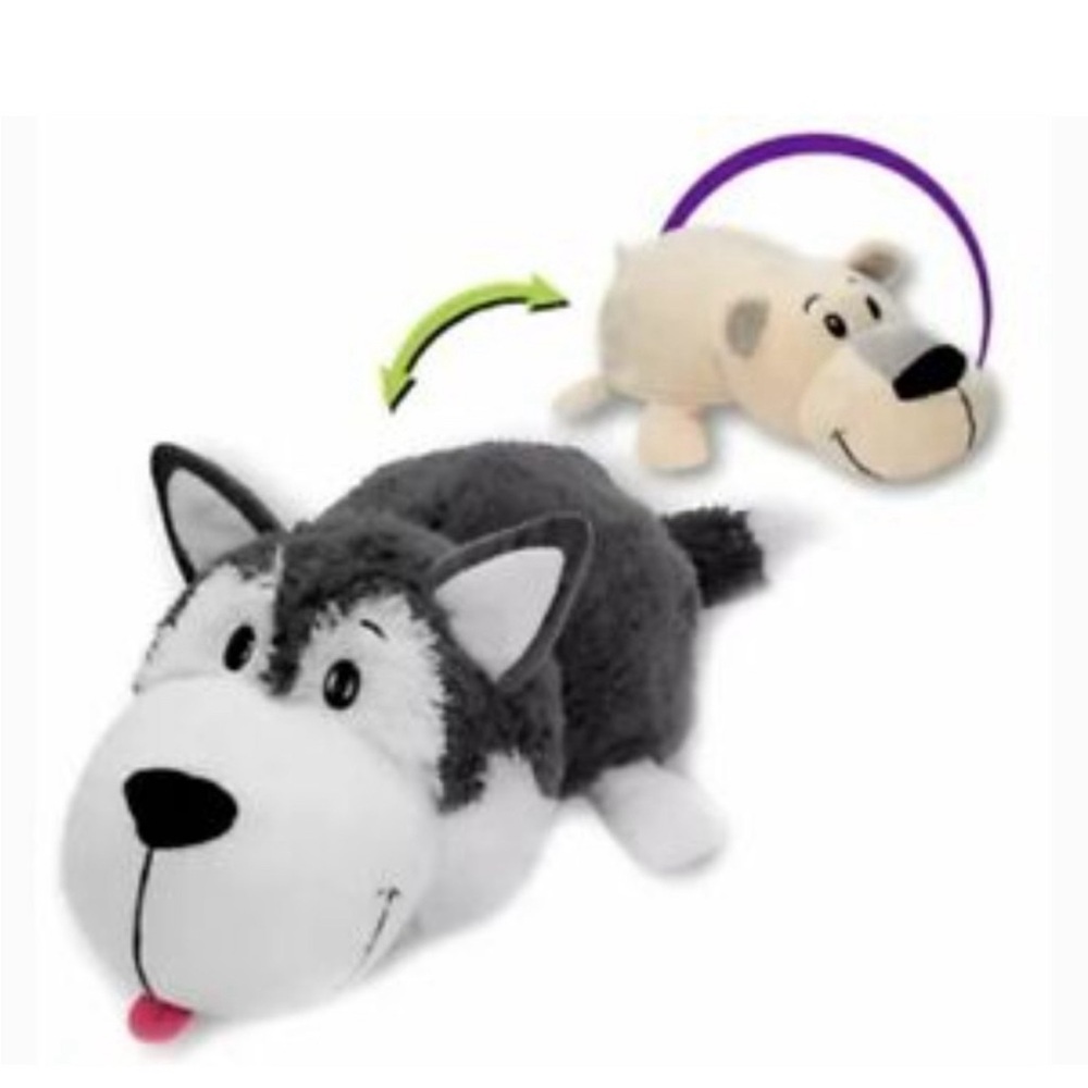 Flip A Zoo Plush Poppi Polar Bear/Asher Husky Reversible Stuffed Animal Toy